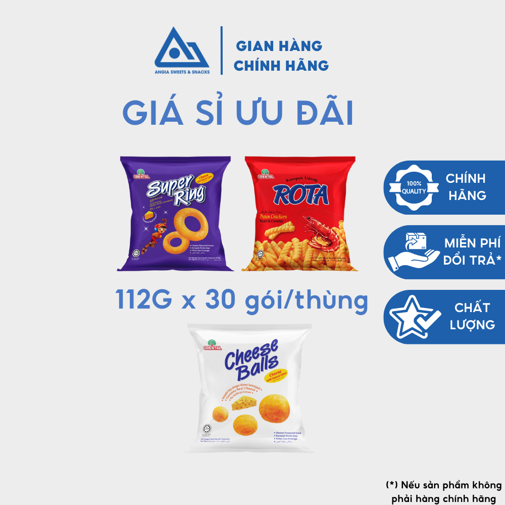 Bimbim Tôm snack ăn vặt ròn xốp Rota túi lớn 112g ( 8 Gói nhỏ * 14 g) An Gia Sweets &amp; Snacks