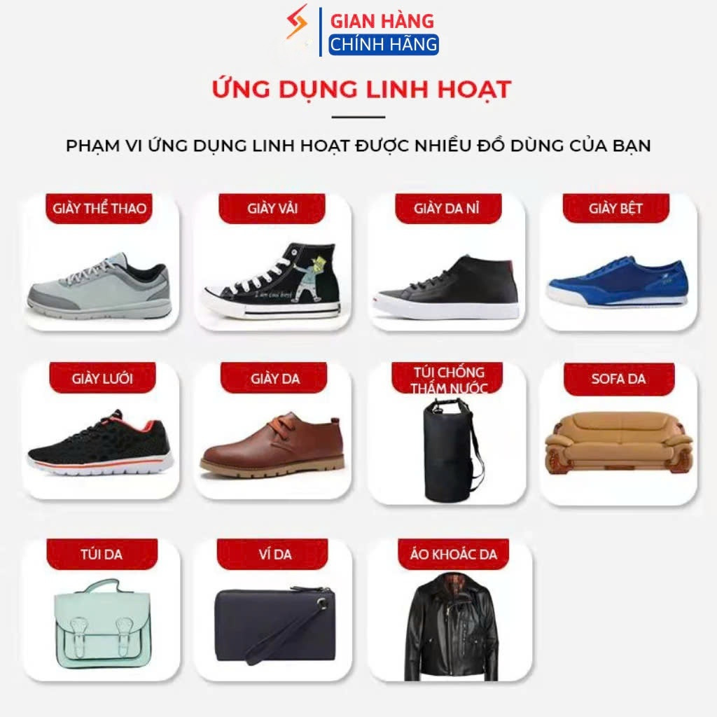 Keo dán giày bền chặt, chống thấm hiệu quả. thiết kế nhỏ gọn, tiện lợi