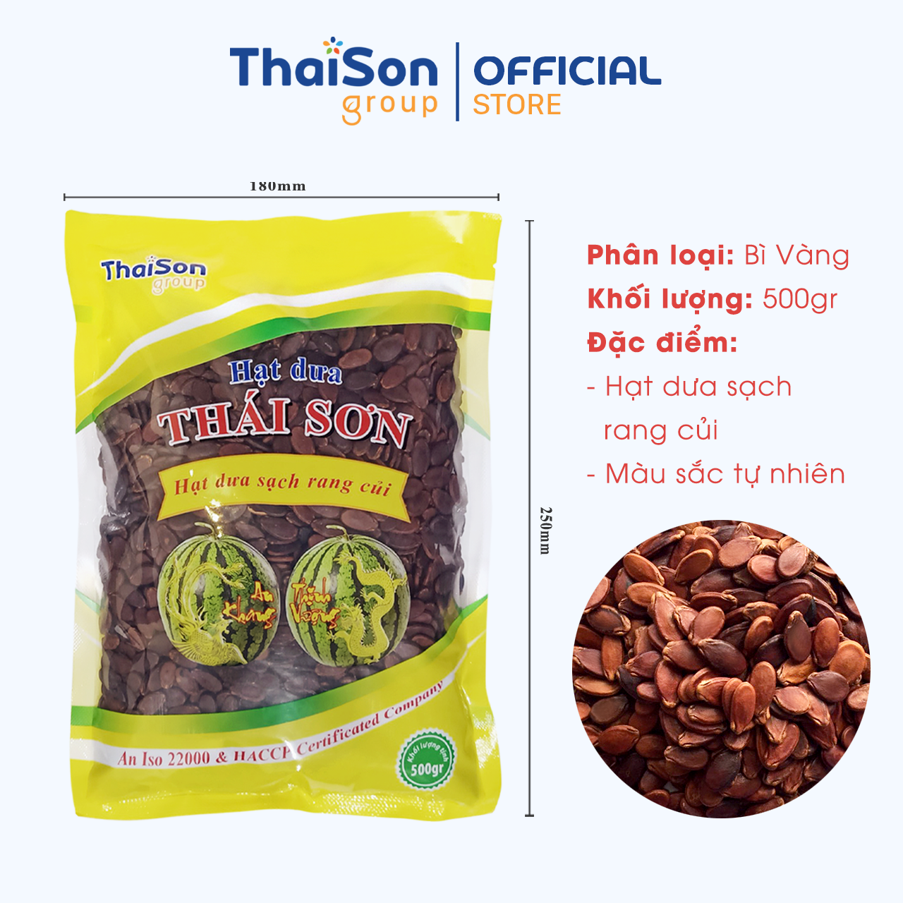 Hạt Dưa Sạch Thái Sơn Rang Củi Vị Muối, Bơ Bì Nâu &amp; Vàng