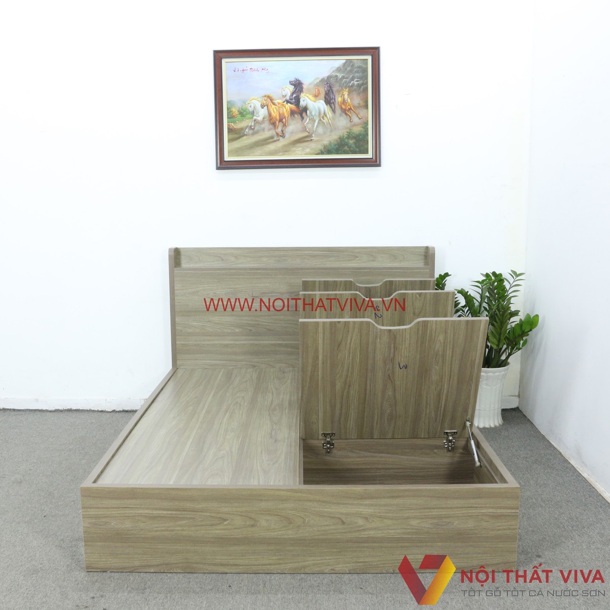 Giường Ngủ Thông Minh Gỗ MDF Melamine Nhiều Ngăn Chứa Đồ Đẹp Hiện Đại