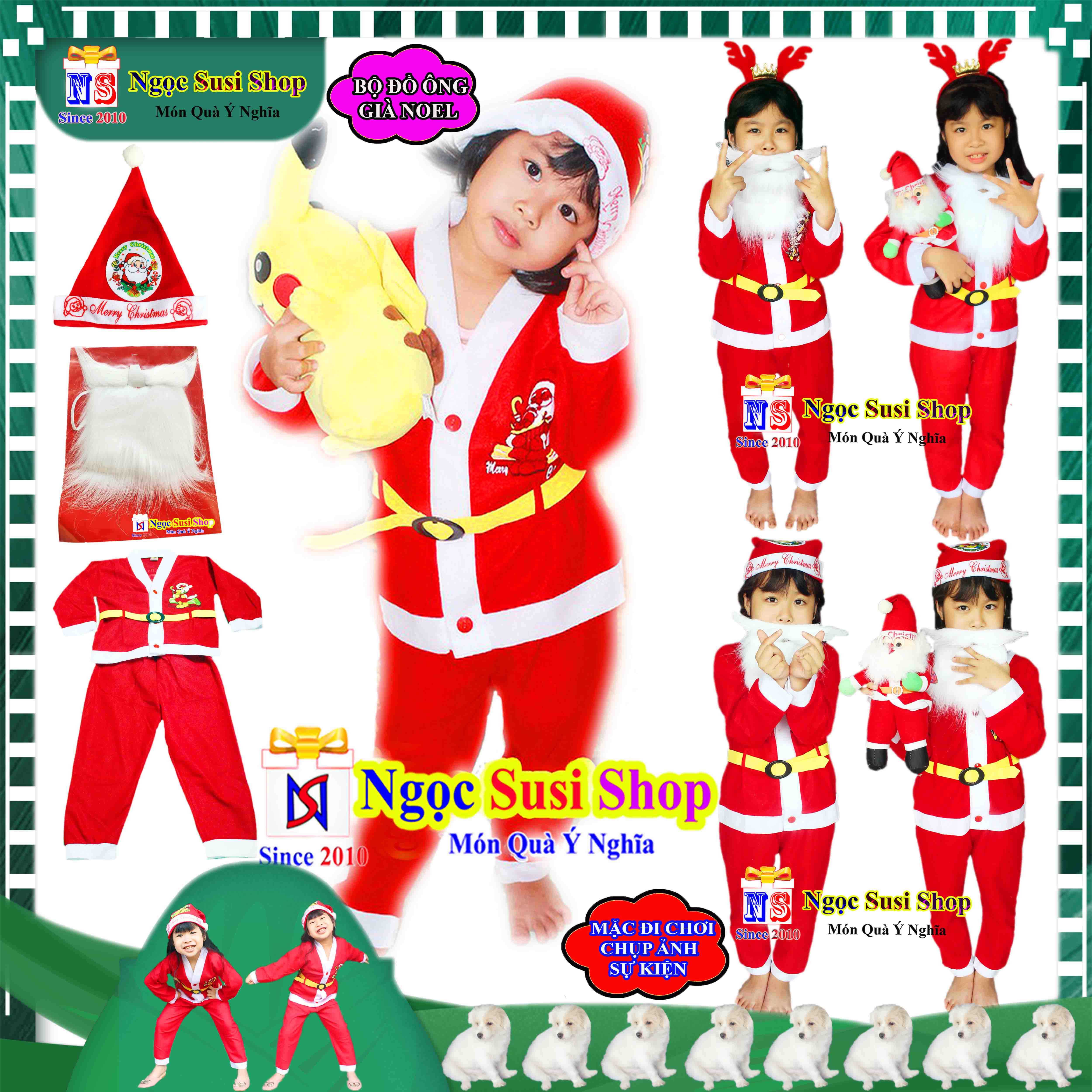 BỘ ĐỒ NOEL CHO BÉ QUẦN ÁO ÔNG GIÀ NOEL CHO BÉ CHẤT VẢI NỈ - TRANG PHỤC NOEL GIÁNG SINH TỪ 1 - 10 TUỔI