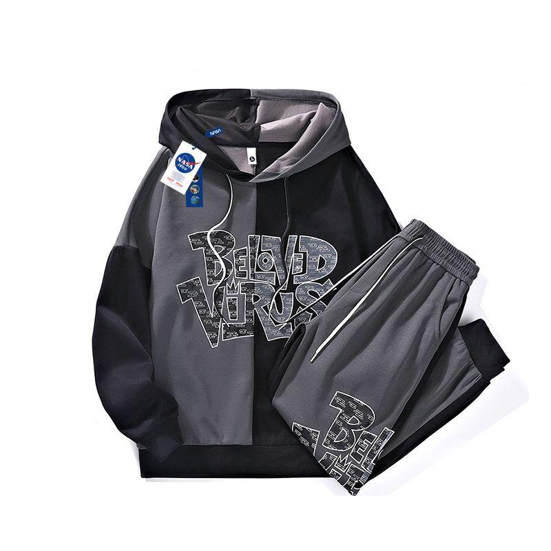 Set Bộ Nỉ Nam Áo Hoodies Phối Hai Màu Kết Hợp Quần Bo Gấu Họa Tiết Chữ Beloved Virus Thời Trang Zenkonu QA NAM 129