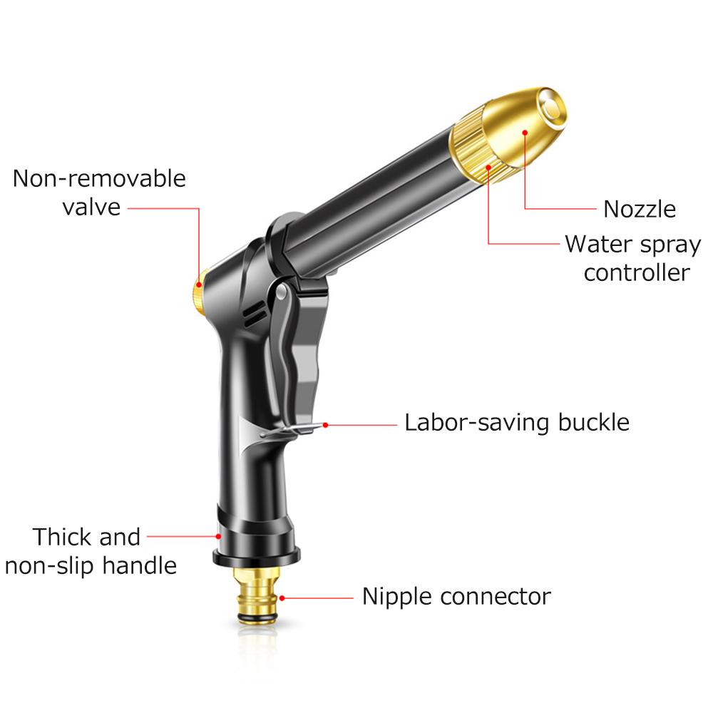 High Pressure Washer Gun with Recoil Water Hose Space-saving Portable Handheld Car Washer Adjustable Jet/ Fan Washing Sprayer with Universal Connector for Floor Fence Patio Garden Pet Shower