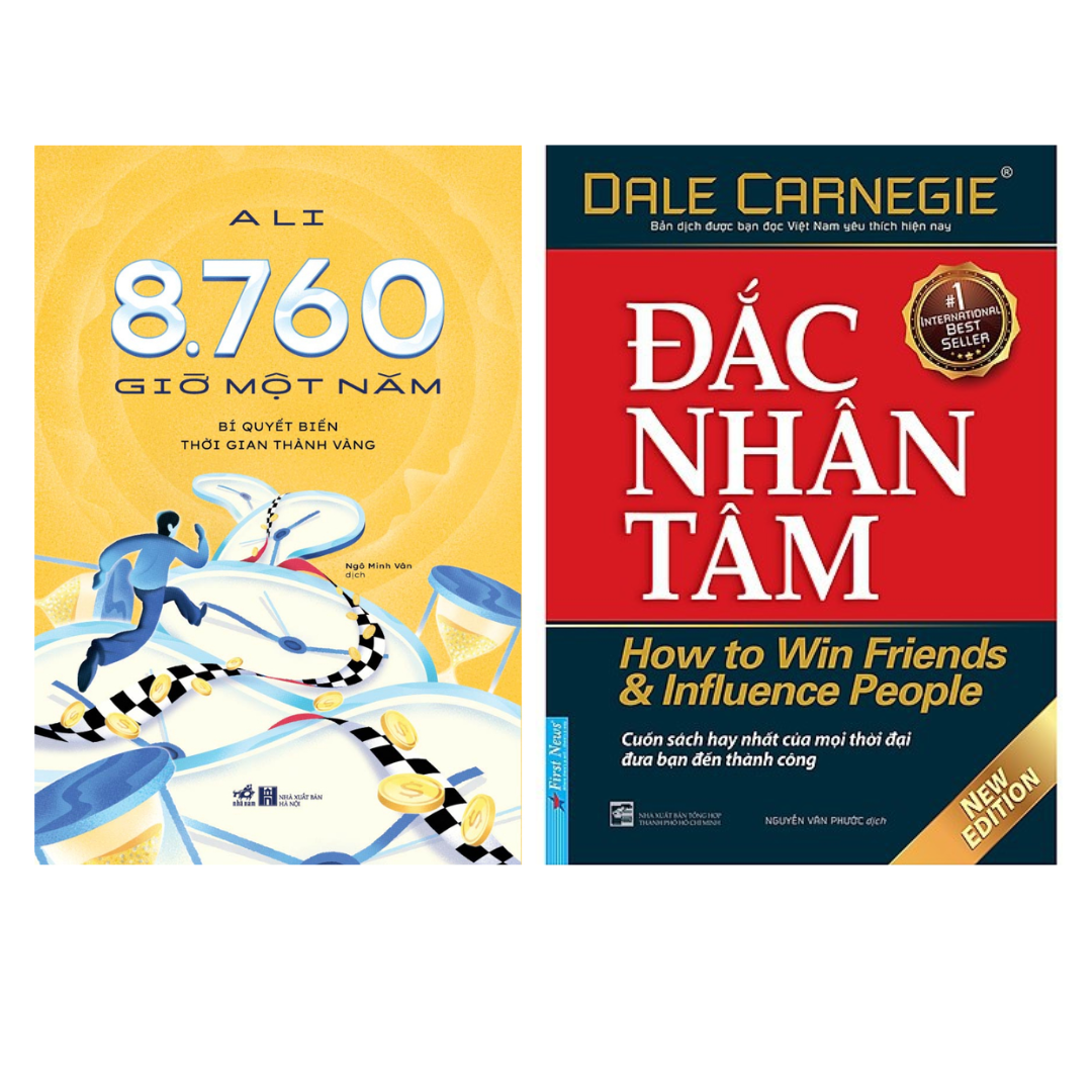 Sách Combo 2 Cuốn - Dòng Sách Kinh Tế Bán Chạy:  8760 Giờ Một Năm – Bí Quyết Biến Thời Gian Thành Vàng + Đắc Nhân Tâm  fs