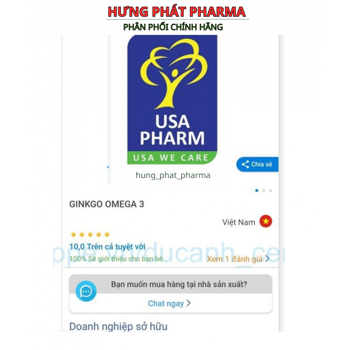 Hoạt huyết dưỡng não Ginkgo Omega tăng cường trí nhớ , sáng mắt bổ tim , lưu thông máu não hộp 100 viên