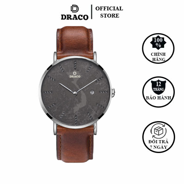 Đồng Hồ Nam Sang Trọng DRACO D22-ST03 “Vietnamese Boy” Bạc Da Nâu