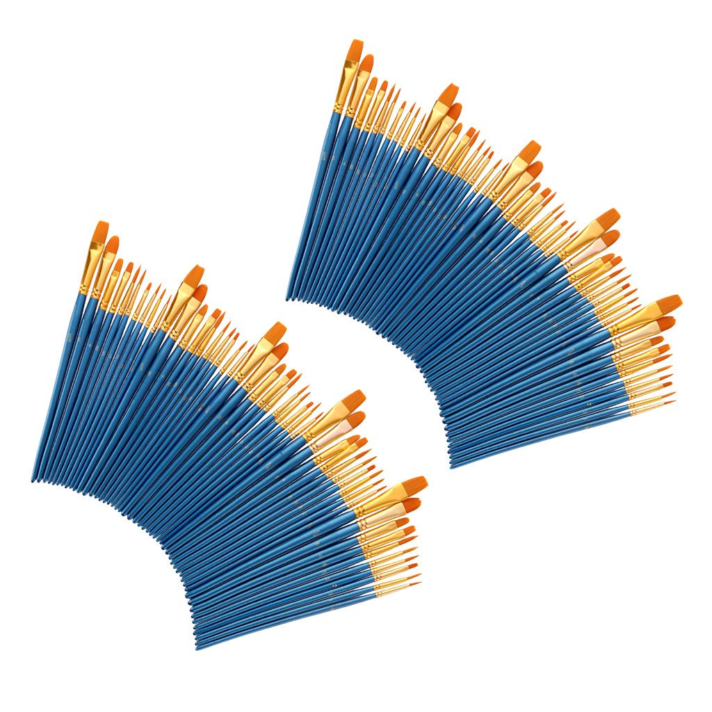 100 Miếng Gỗ Lông Nylon Tranh Bàn Chải cho Màu Nước Acrylic Tranh Sơn Dầu