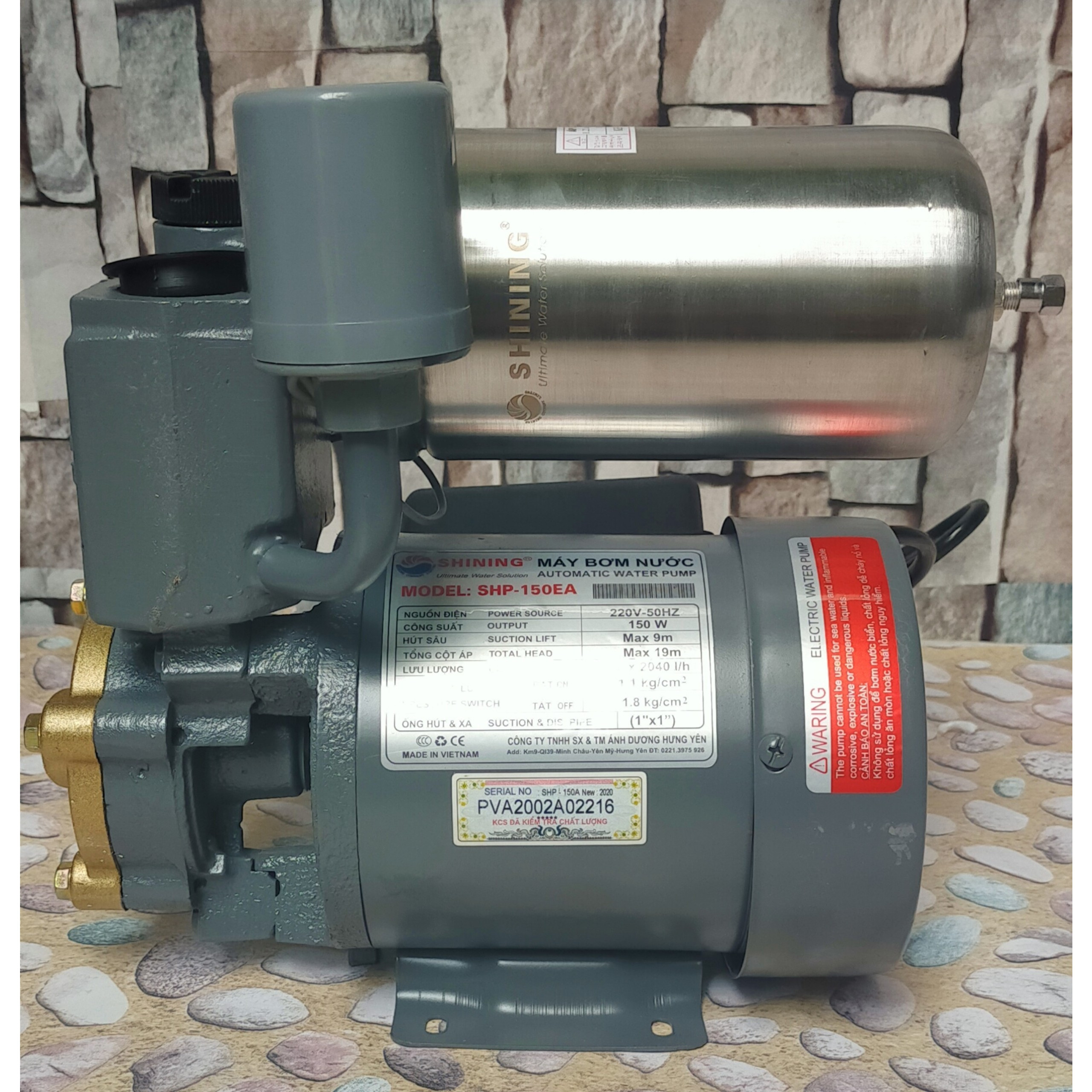 MÁY BƠM NƯỚC TỰ ĐỘNG TĂNG ÁP SHINING SHP-150EA