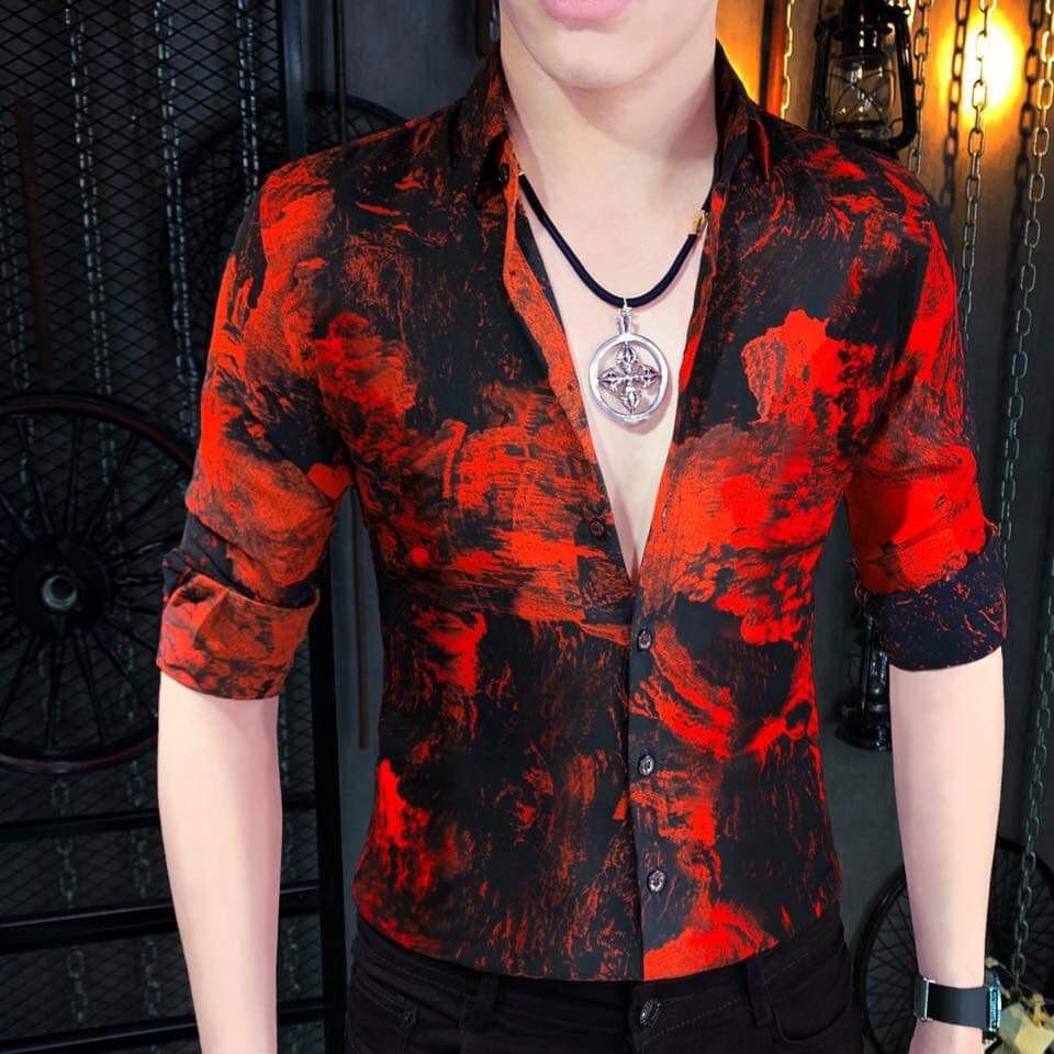 DeremonStyle - Áo sơ mi Nam dài tay in họa tiết loang màu đầy ấn tượng, chất kate lụa cao cấp - Hot New 2021