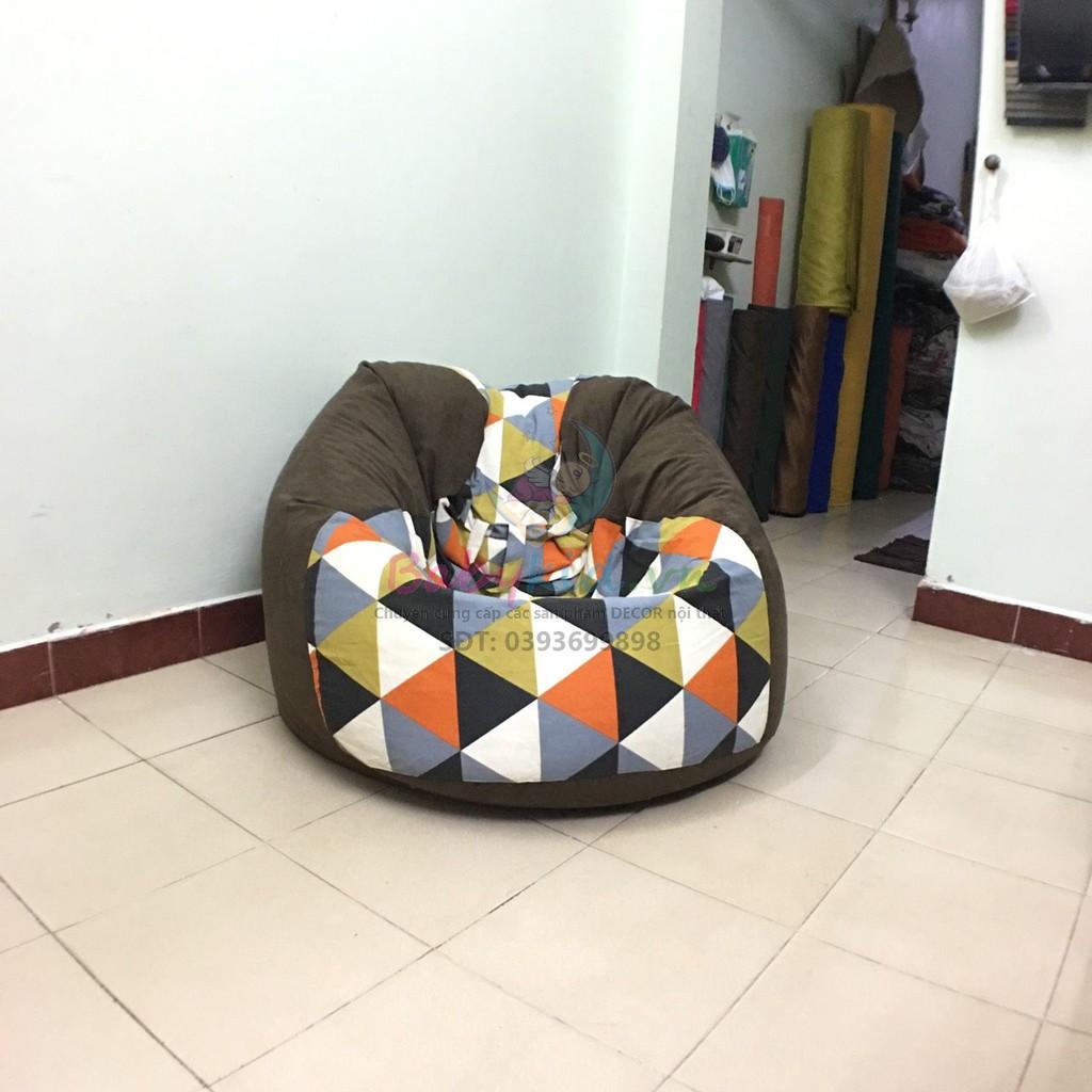 GHẾ LƯỜI - beanbag size M 80x100cm, CÓ SẴN HẠT XỐP, vải canvas hàn họa tiết mix màu