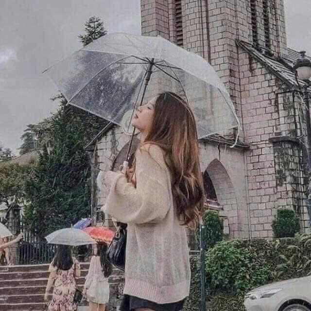 Dù Che Mưa Trong Suốt Thời Trang Tiện Lợi - Ô Che Mưa Cầm Tay Gấp Gọn Phụ Kiện Chụp Ảnh