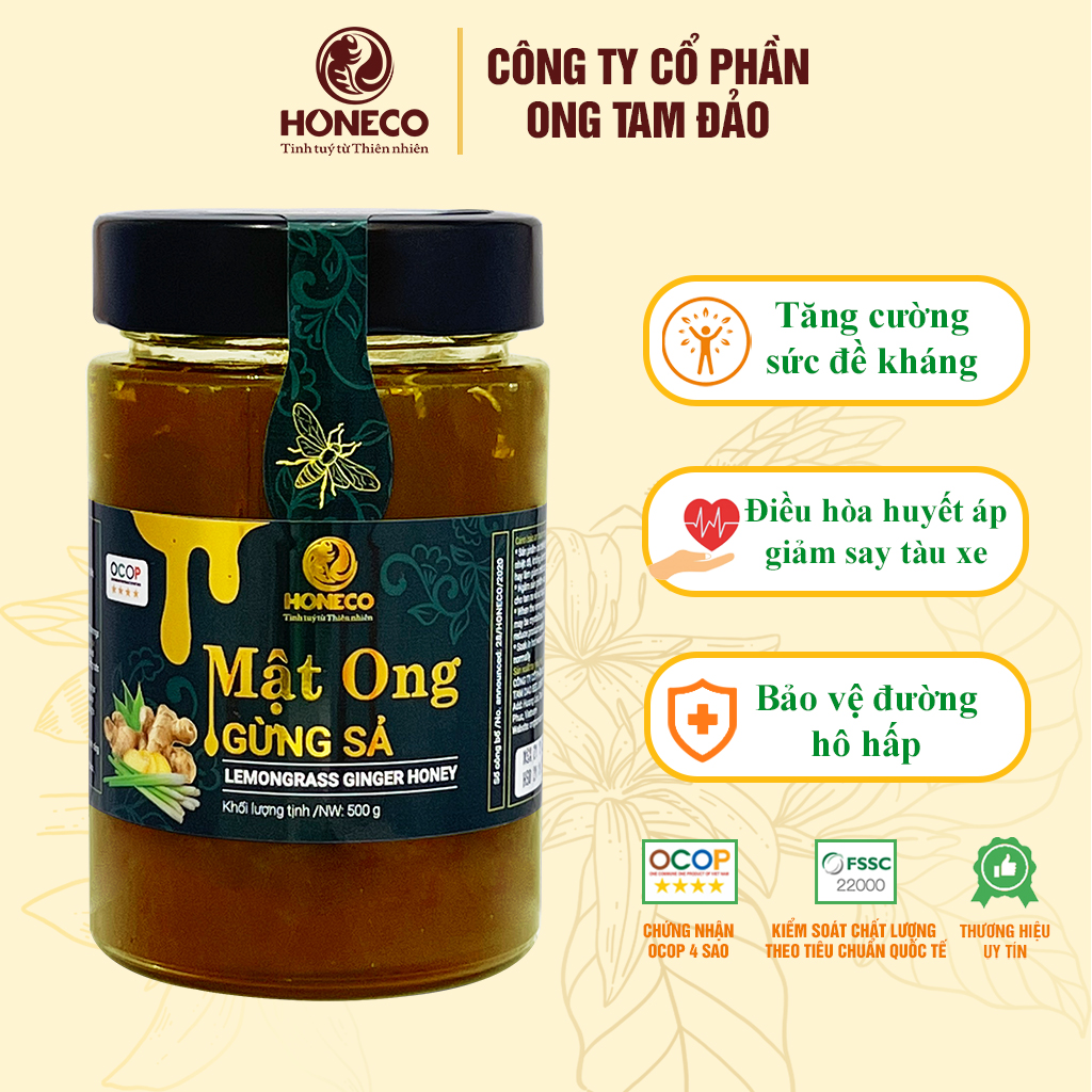 Mật ong Gừng Sả Honeco 500g