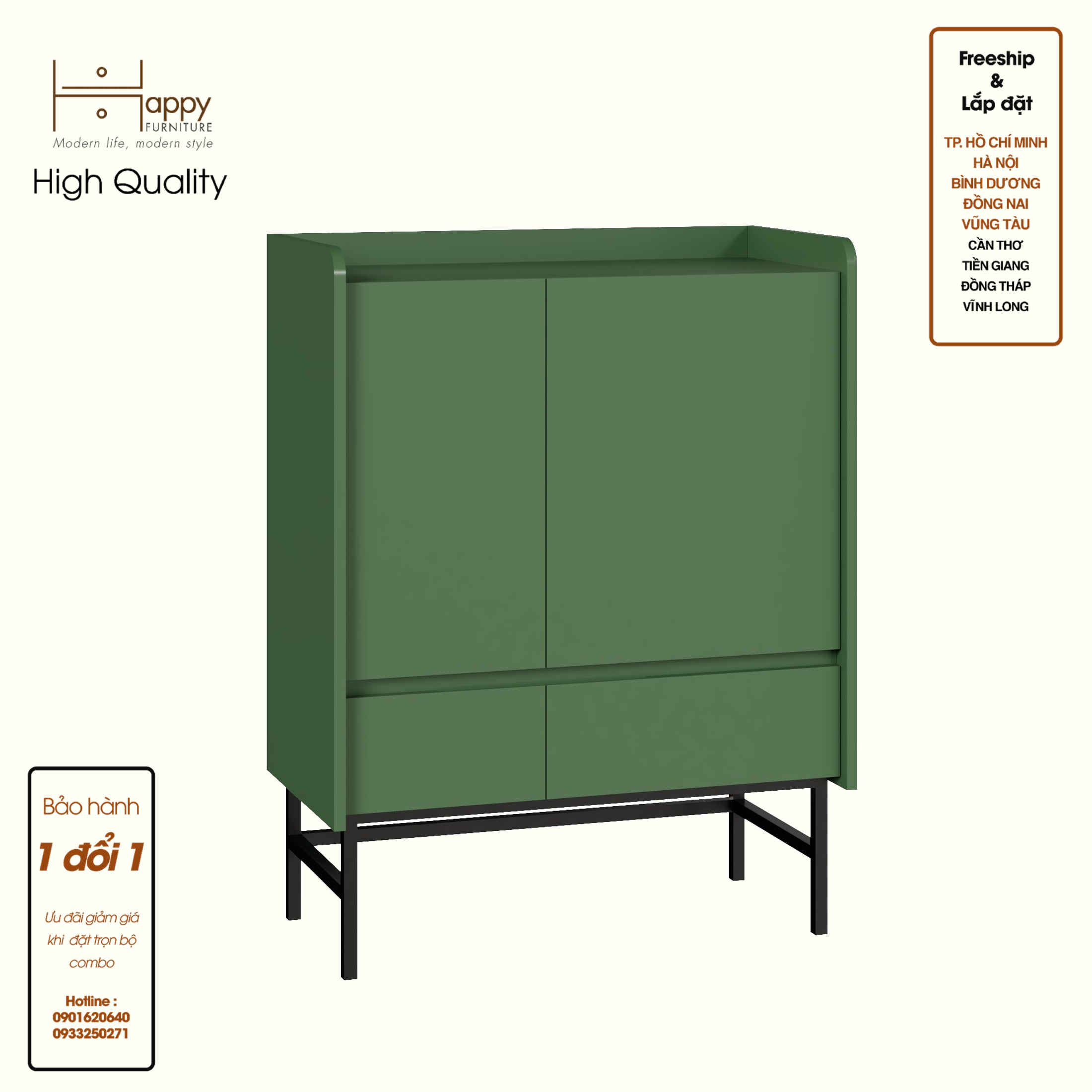 [Happy Home Furniture] LAVIA, Tủ lưu trữ 2 ngăn kéo - 2 cửa mở - chân sắt, 80cm x 40cm x 104cm ( DxRxC), TCM_169