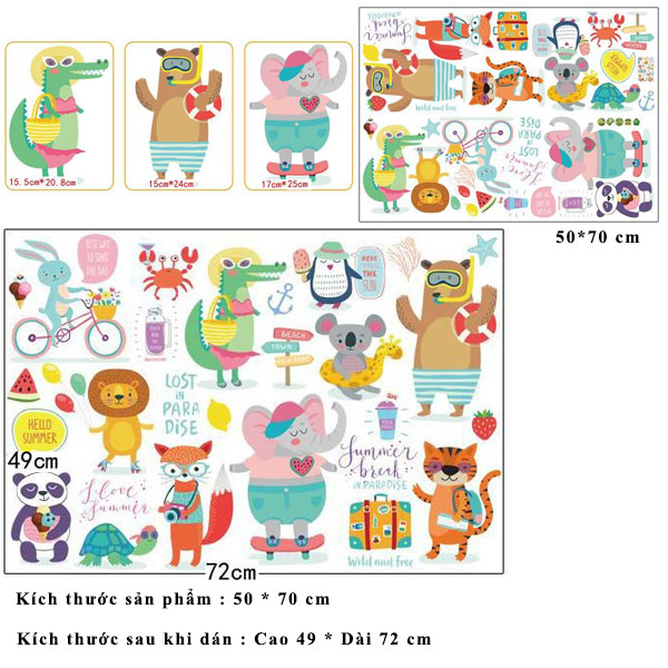 Decal dán tường hoạt hình summer day ZOOYOO SK7151