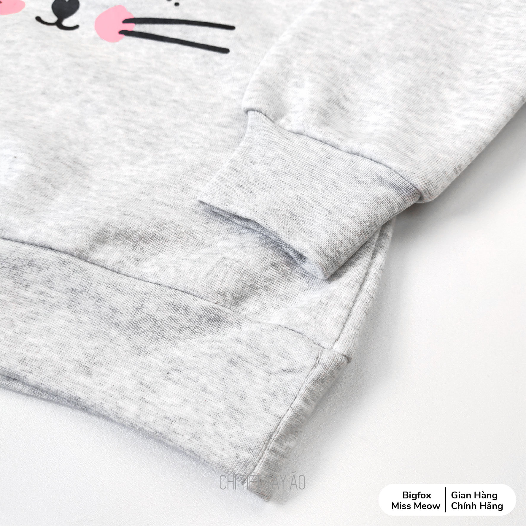 Bộ thu đông bé gái Bigfox Miss Meow size đại, bộ nỉ cho bé vải nỉ bông dày dặn in báo dễ thương size 3,4…11 tuổi