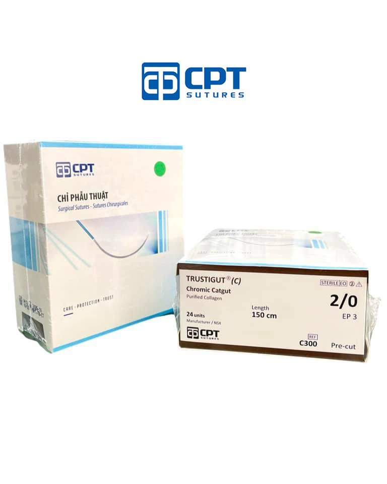 Chỉ phẫu thuật tự tiêu tan chậm CPT Trustigut (C) Chromic Catgut số 2/0 - C300