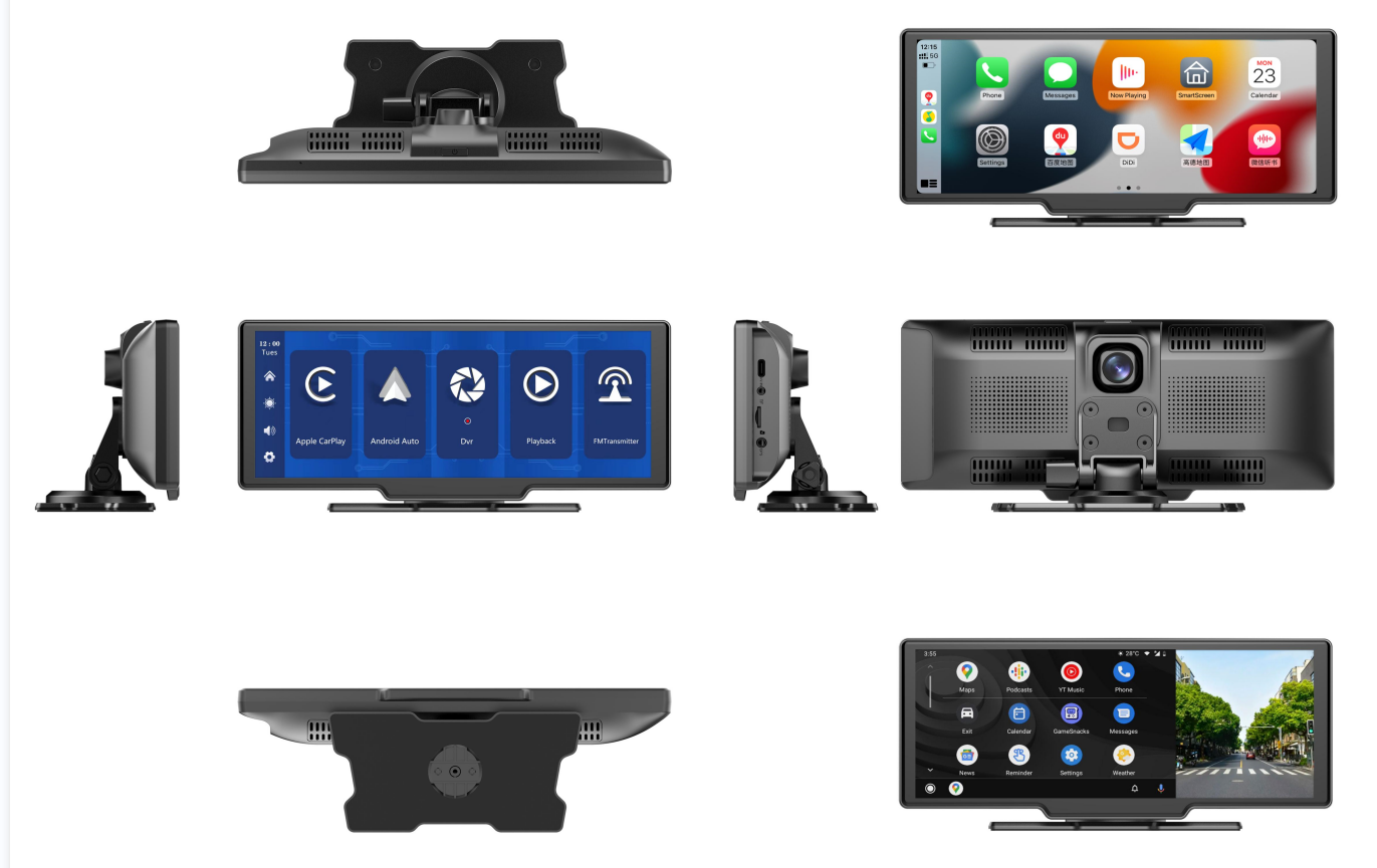 [ Quà tặng thẻ nhớ TF 64G]  Carplay android bảng điều khiển tự động bảng điều khiển cam camera kép 10 inch 2K + 1080P Chức năng âm nhạc Bluetooth, Wifi Điều khiển bằng giọng nói Máy Quay video Kéo Dài thời gian 