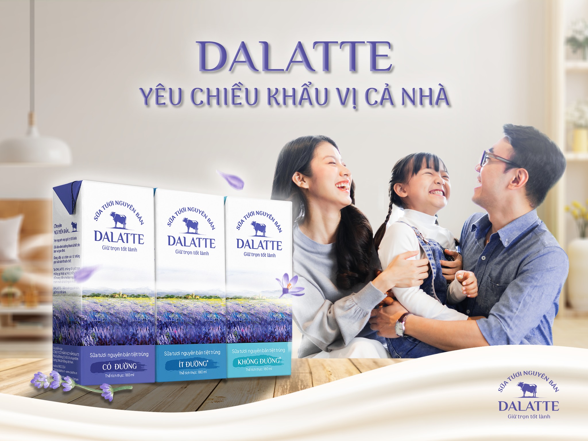 Thùng 48 hộp DALATTE 180ml SỮA TƯƠI NGUYÊN BẢN tiệt trùng - Có đường - 48 hộp - Giữ trọn nguyên bản, trao trọn tốt lành