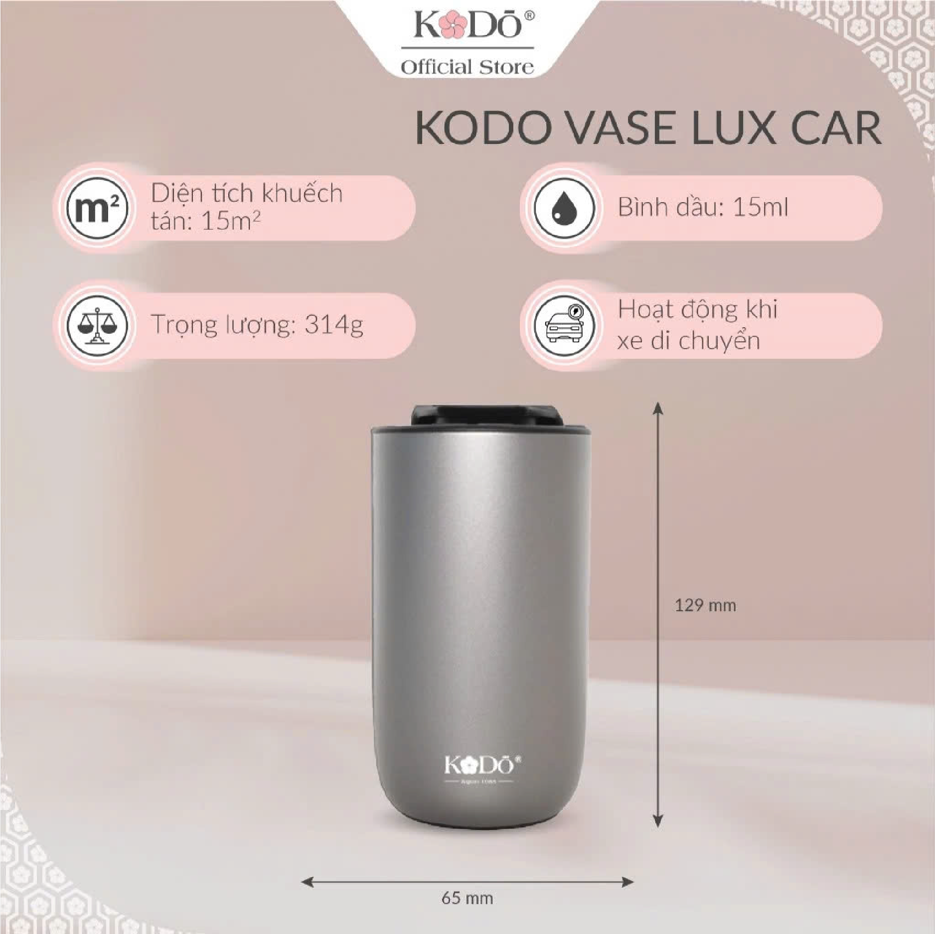 Máy Khuếch Tán Tinh Dầu Kodo Nguyên Chất Vase Lux Dành Cho Gia Đình