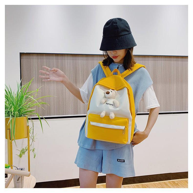 Balo Ulzzang Thời Trang Chống Nước XPEGDA + Tặng Gấu Xinh- B02