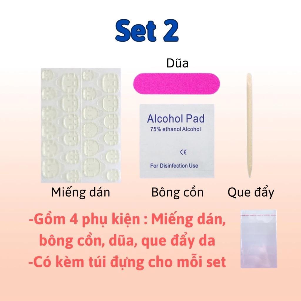 Combo Bộ Phụ Kiện Làm Nailbox Tiện Lợi Set Nhiều Món Miếng Dán, Dũa, Que Gỗ, Alcohol Lau Móng
