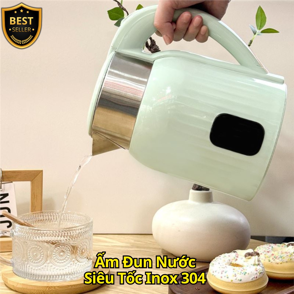 Bình Đun Nước Siêu Tốc Cao Cấp – Ấm Siêu Tốc Inox 304 Chống Gỉ, Công Suất 1500W, Dung Tích Lớn 2.5L - Hàng chính hãng D Danido