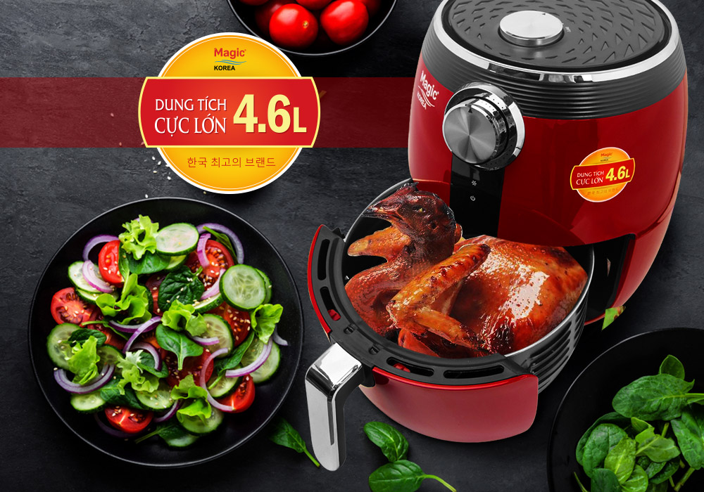 Nồi Chiên Không Dầu Magic A-802 Đỏ- Hàng Chính Hãng
