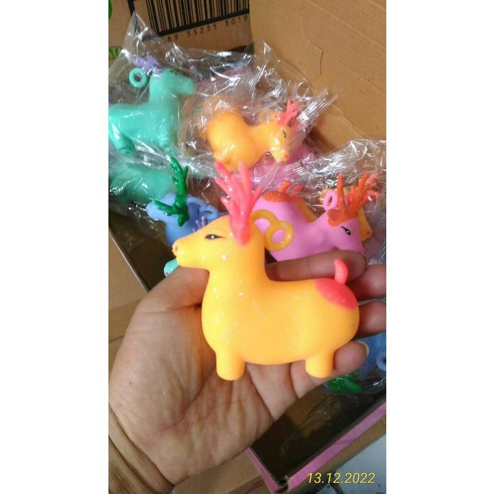 Thú bóp giảm stress - Thú dẻo bóp Treo Móc Khóa -Thỏ - Chú Nai - silicon bóp dẻo Có đèn Chớp