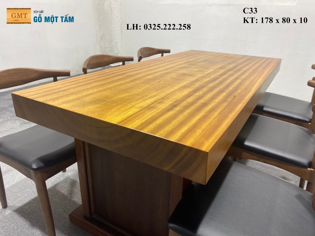 Bàn Làm Việc Gỗ Gõ Vàng, Bàn Cafe Gỗ Gõ Vàng, Bàn Gỗ Gõ Vàng Nguyên Tấm Dài 1,78m Rộng 80cm Dày 10cm