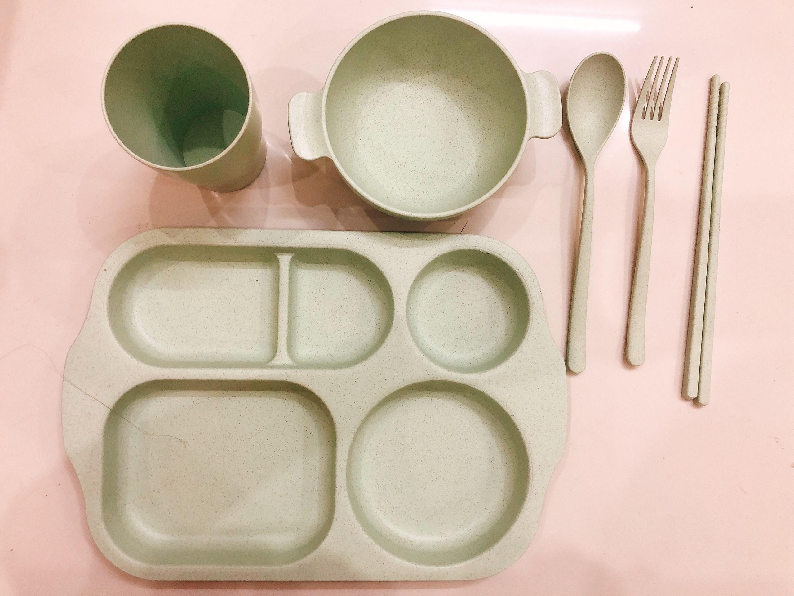 Bộ Khay Đựng Đồ Ăn 6 Món Bằng Lúa Mạch Dễ Thương, Tiện Dụng - Màu Giao Ngẫu Nhiên - Hàng Chất Lượng