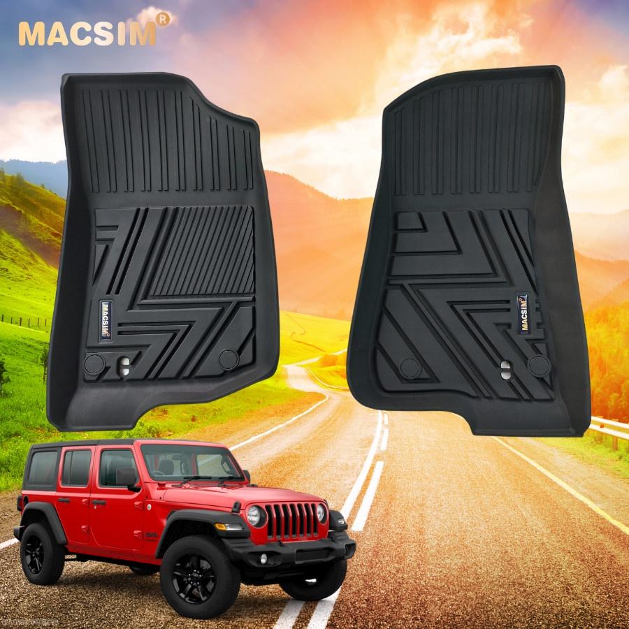 Thảm lót sàn xe ô tô Jeep Wrangler 4 door -đến nay Nhãn hiệu Macsim chất liệu nhựa TPE đúc khuôn cao cấp -màu đen