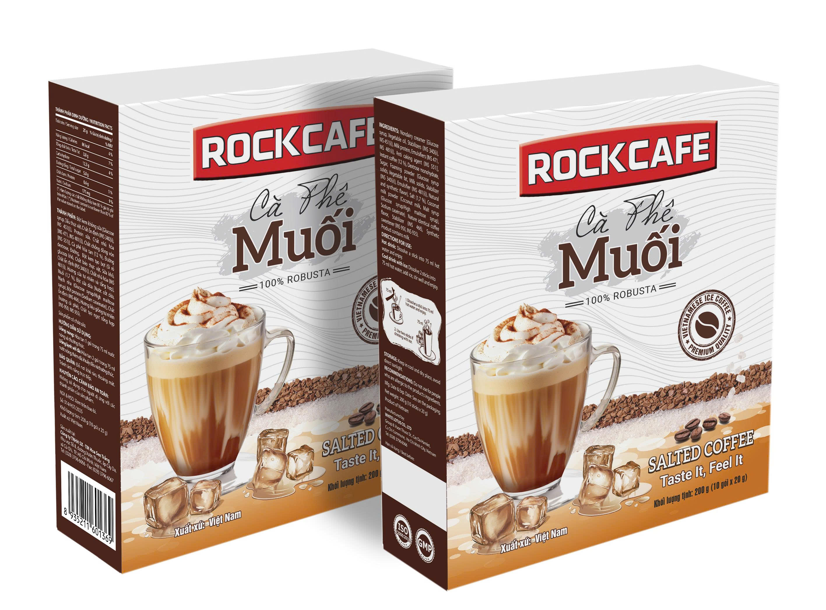 [MUA 2 TẶNG 1] Cà Phê Muối Hòa Tan - RockCafe - Cà Phê Muối Robusta - 10 gói.hộp
