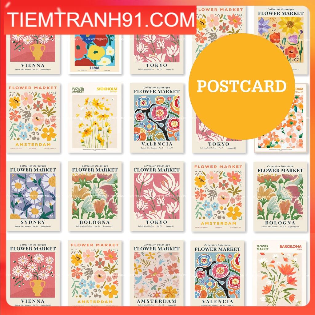 Postcard dán tường, tặng kèm sticker tròn màu, lột dán dễ dàng