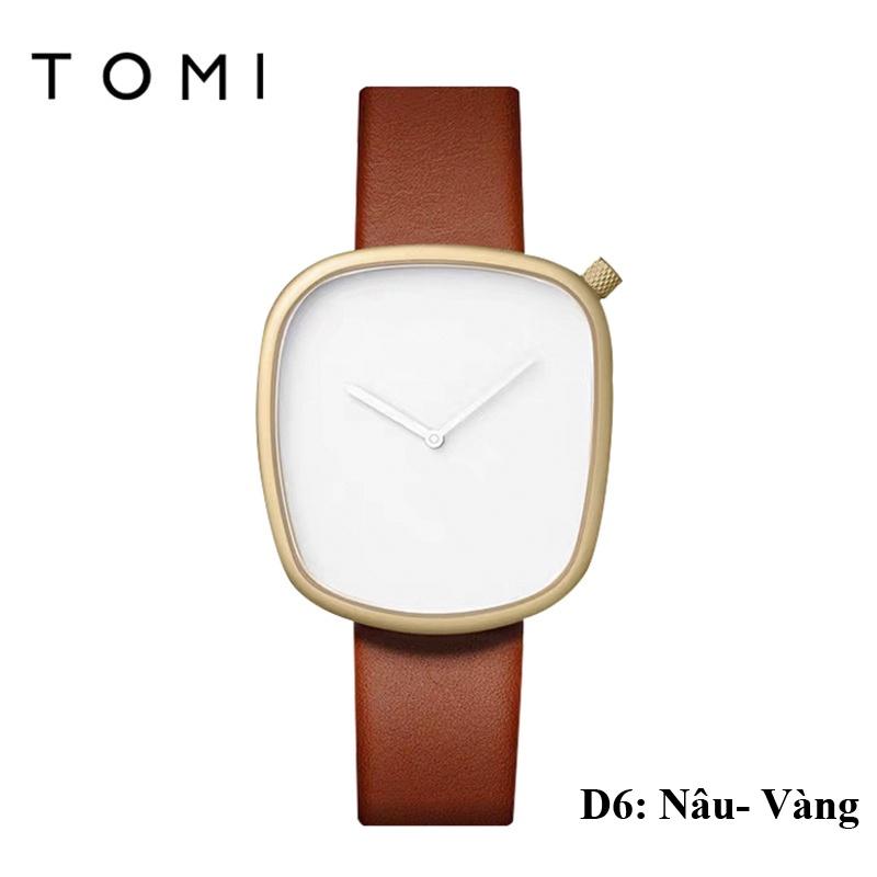 Đồng Hồ Nam Nữ Đeo Tay TOMI Unisex Chất Dây Da Đẹp Cao Cấp, Máy Thạch Anh Kiểu Dáng Trẻ Trung, Sang Trọng Nhiều Màu D102