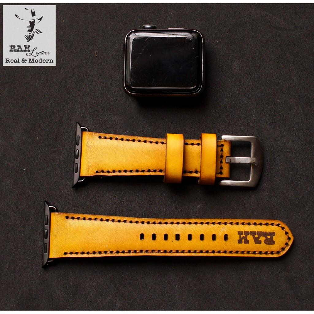 Dây đồng hồ da bò vegtan thảo mộc RAM Leather 1970 vàng tươi - tặng khóa chốt và cây thay dây