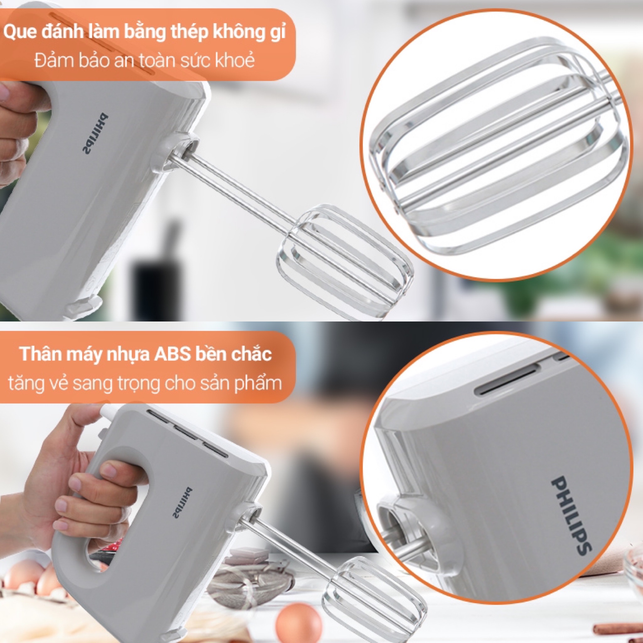 Máy Đánh Trứng Philips HR3705 - Công Suất 300W - Hàng Chính Hãng