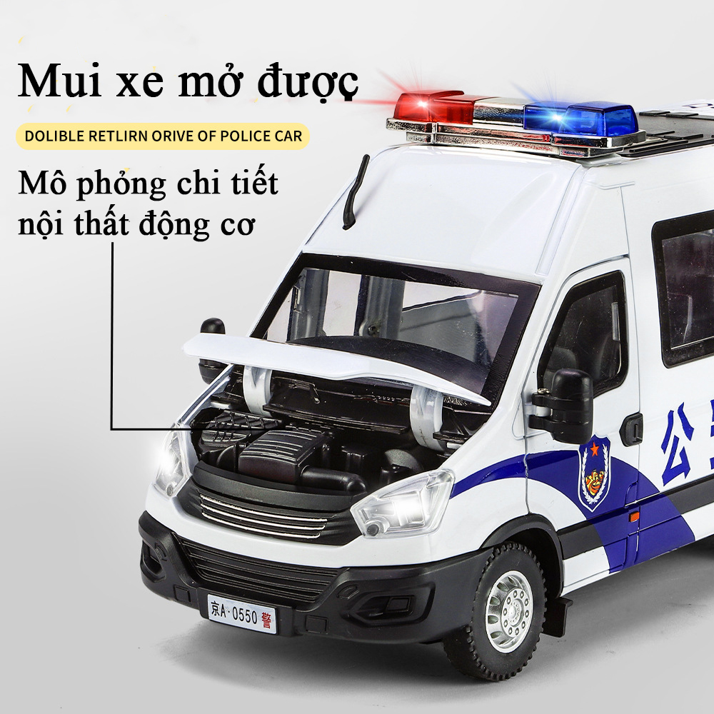 Đồ chơi mô hình xe cảnh sát limousine bằng hợp kim có nhạc và đèn tỷ lệ 1:24 tặng kèm 2 nhân vật