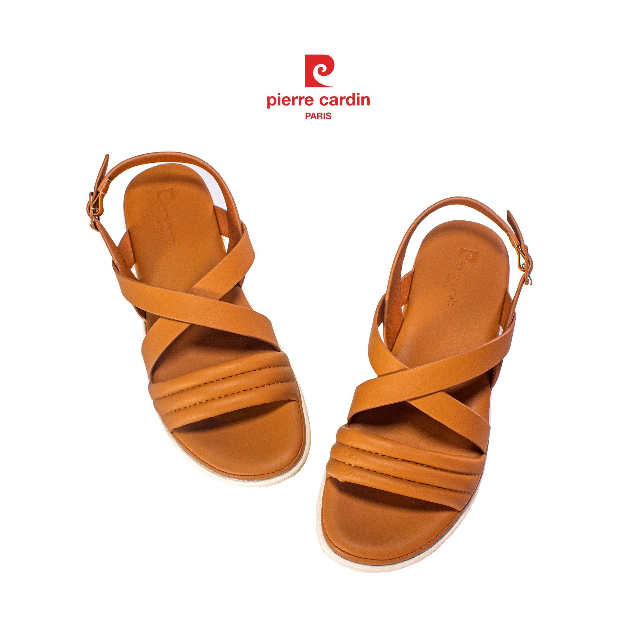 Sandal nữ đế bằng Pierre Cardin có quai hậu, chất liệu da cao cấp - PCWFWS  225