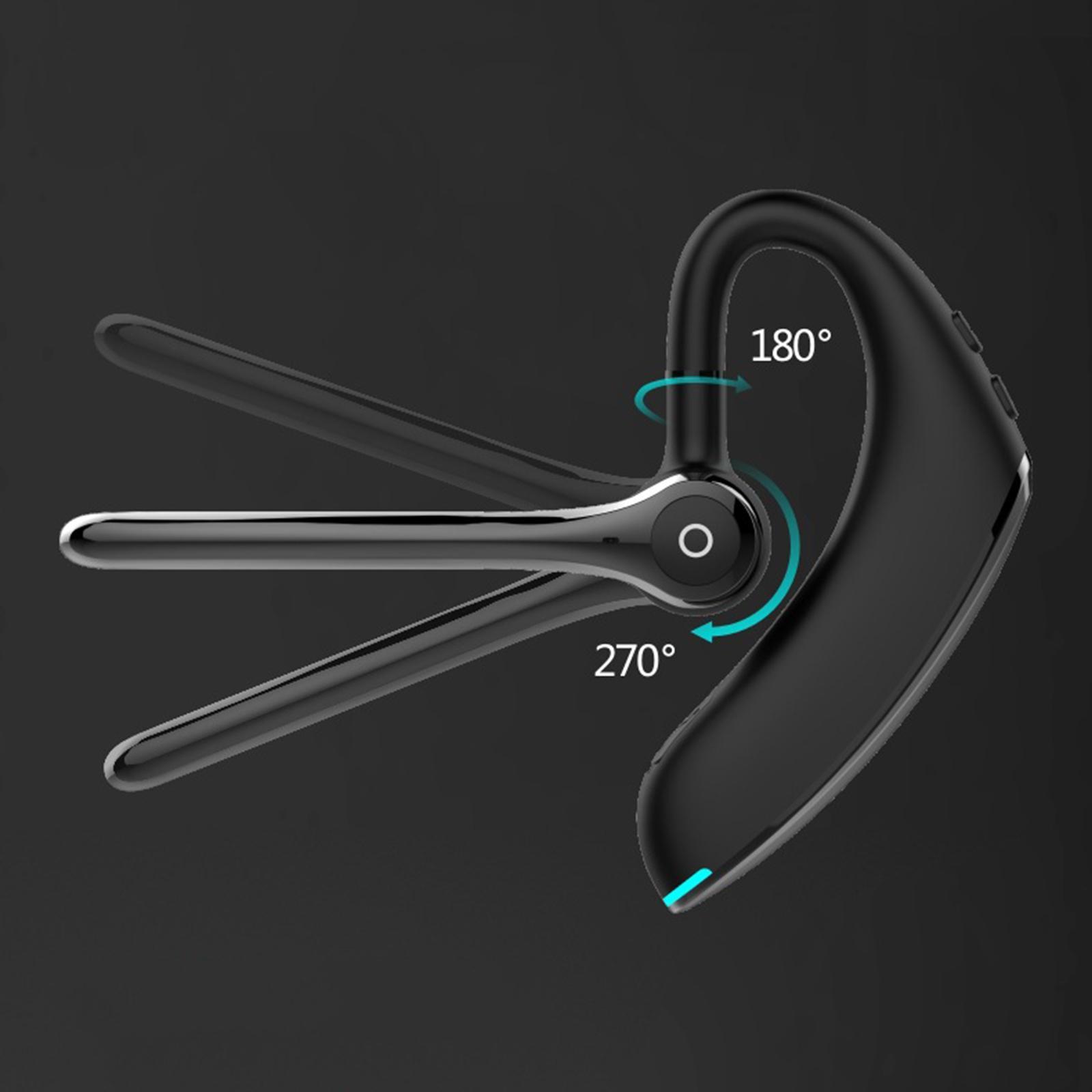 Bluetooth Single Ear Headset Active Noice Reduction Wireless Waterproof Earpiece with Mic Laptops for Workout Trucker Driving Call