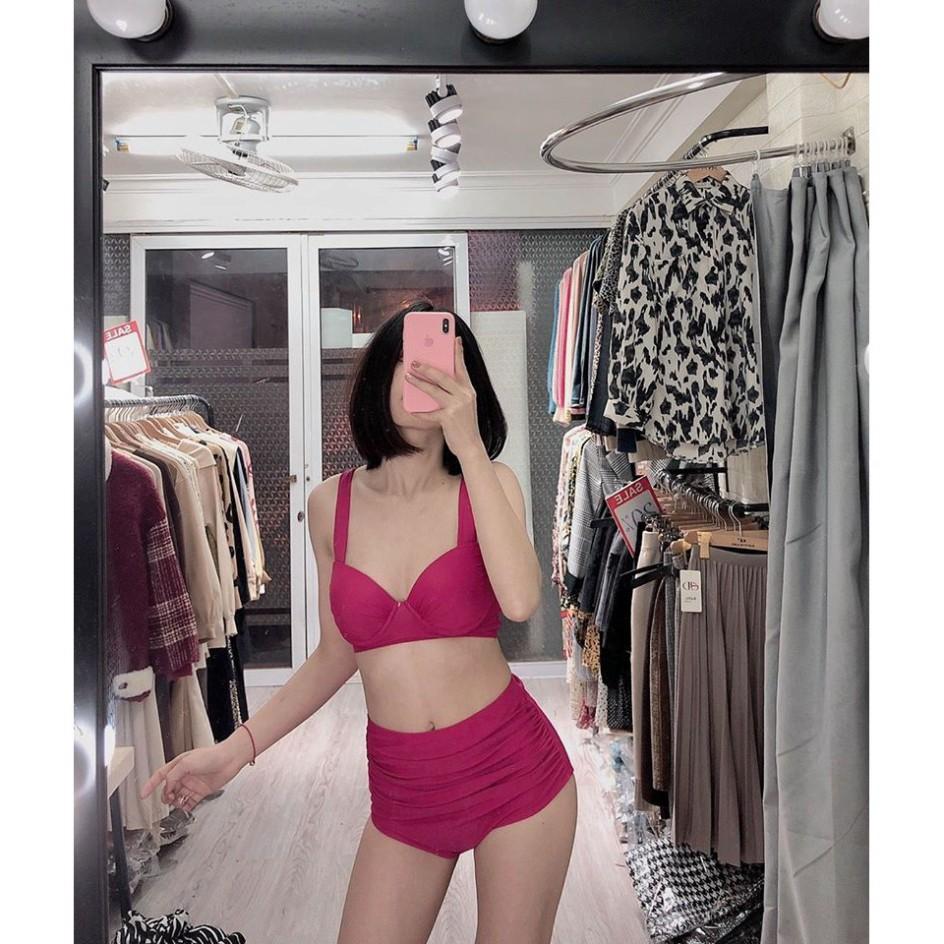 freeship Bikini hai mảnh gọng hồng mặc đi biển đi bơi đẹp