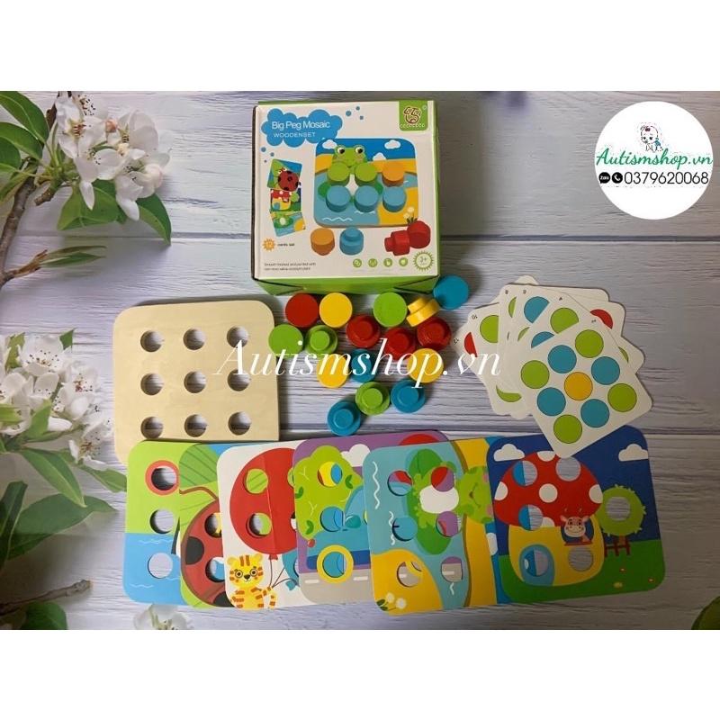 Bộ đồ xếp gỗ màu montessori