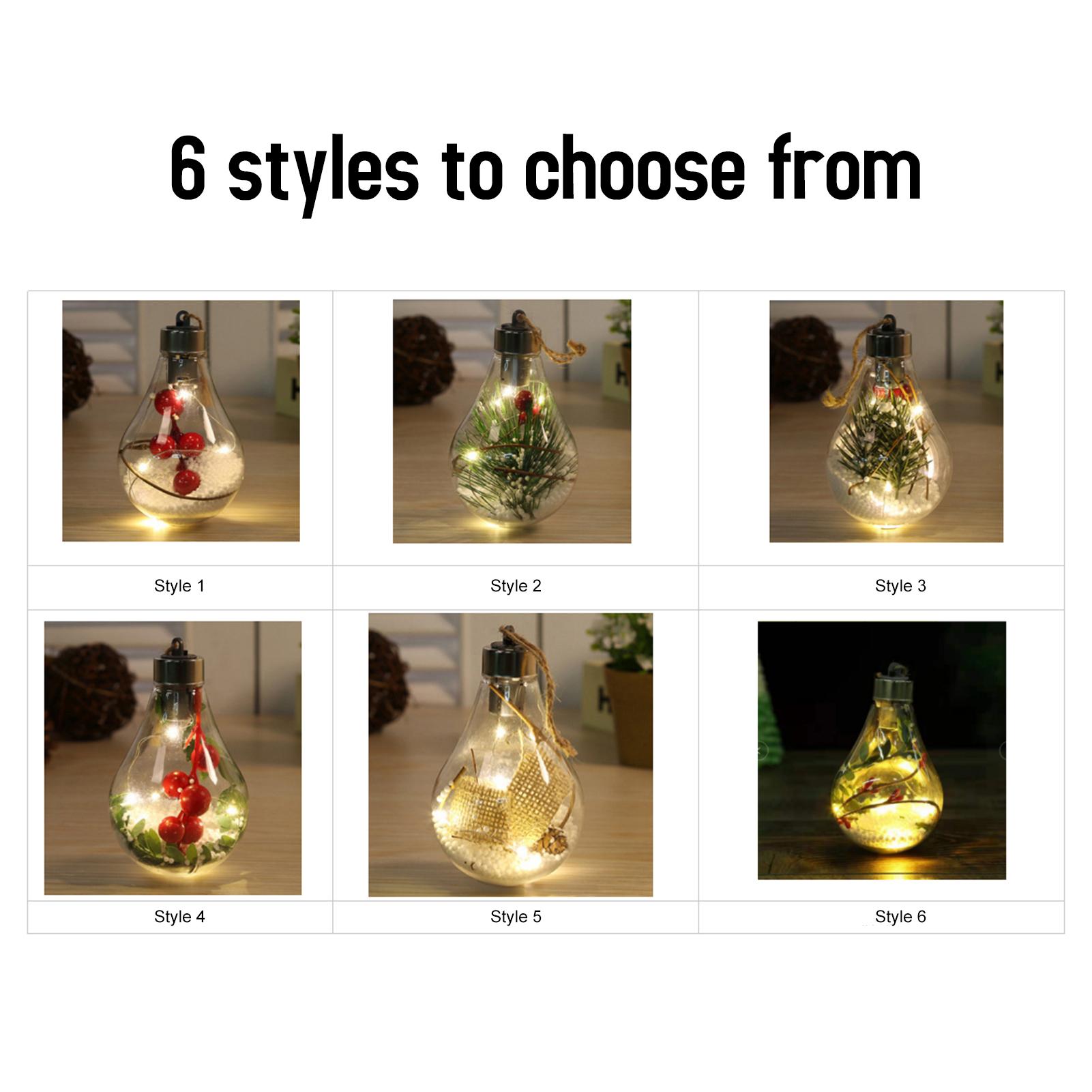 LED Christmas Ball Transparent Hanging Ornament Bulb Globe Light Up Pendant Decoration for Christmas Holiday Party Gift