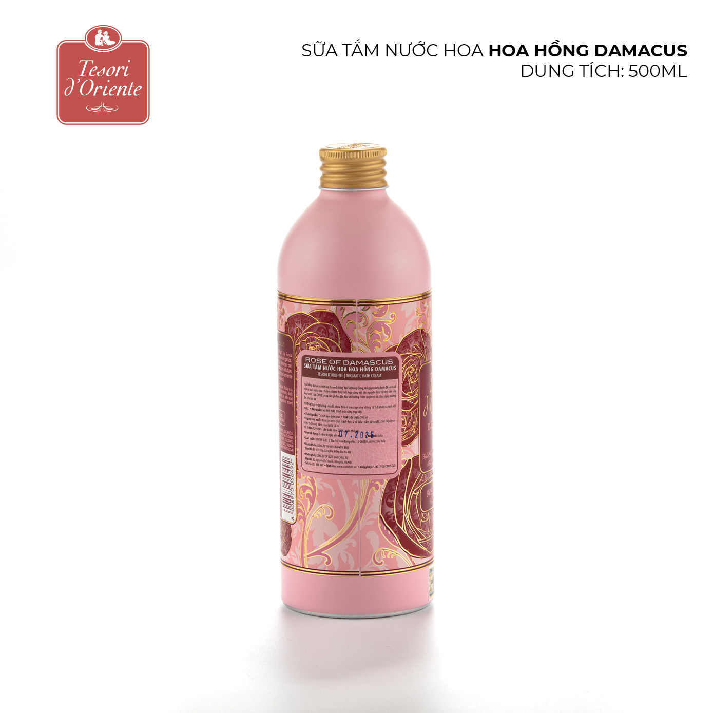 Sữa tắm hương nước hoa Ý Tesori d’Oriente Hoa hồng Damascus - Rose of Damascus 500ml