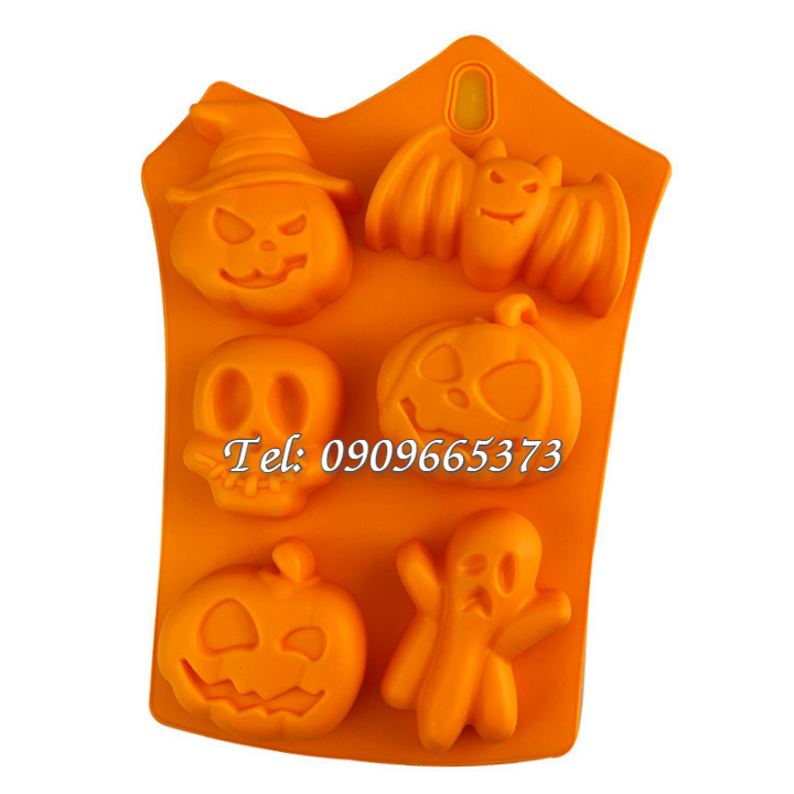 Khuôn silicon làm bánh, rau câu, socola vĩ 6 hình Halloween – Mã số 1519