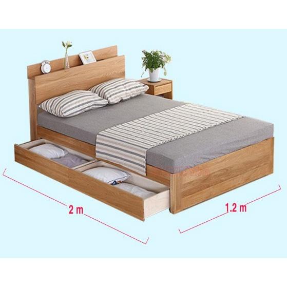 giường ngủ đơn gỗ công nghiệp mdf 1m2 có ngăn kéo giá thật