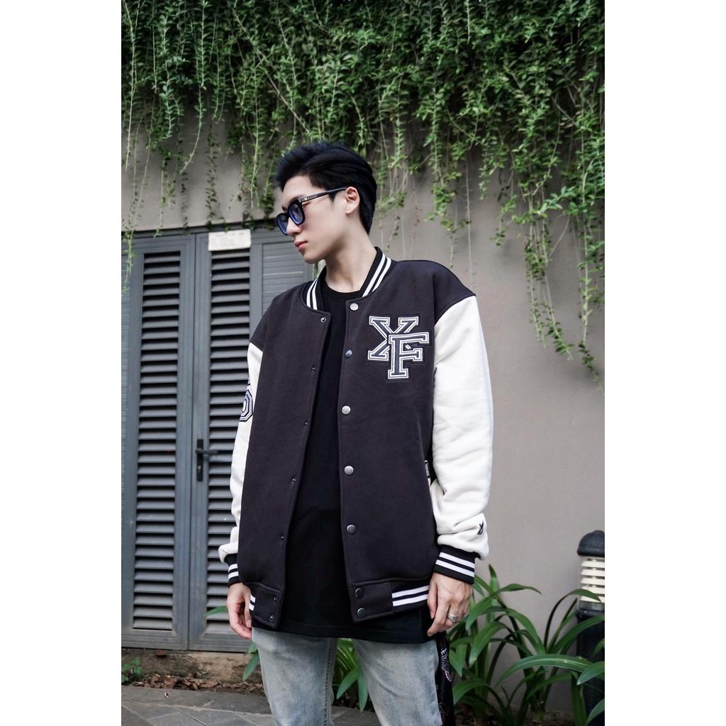 Áo Khoác Black/Cream Chất Nỉ Varsity by Xfire