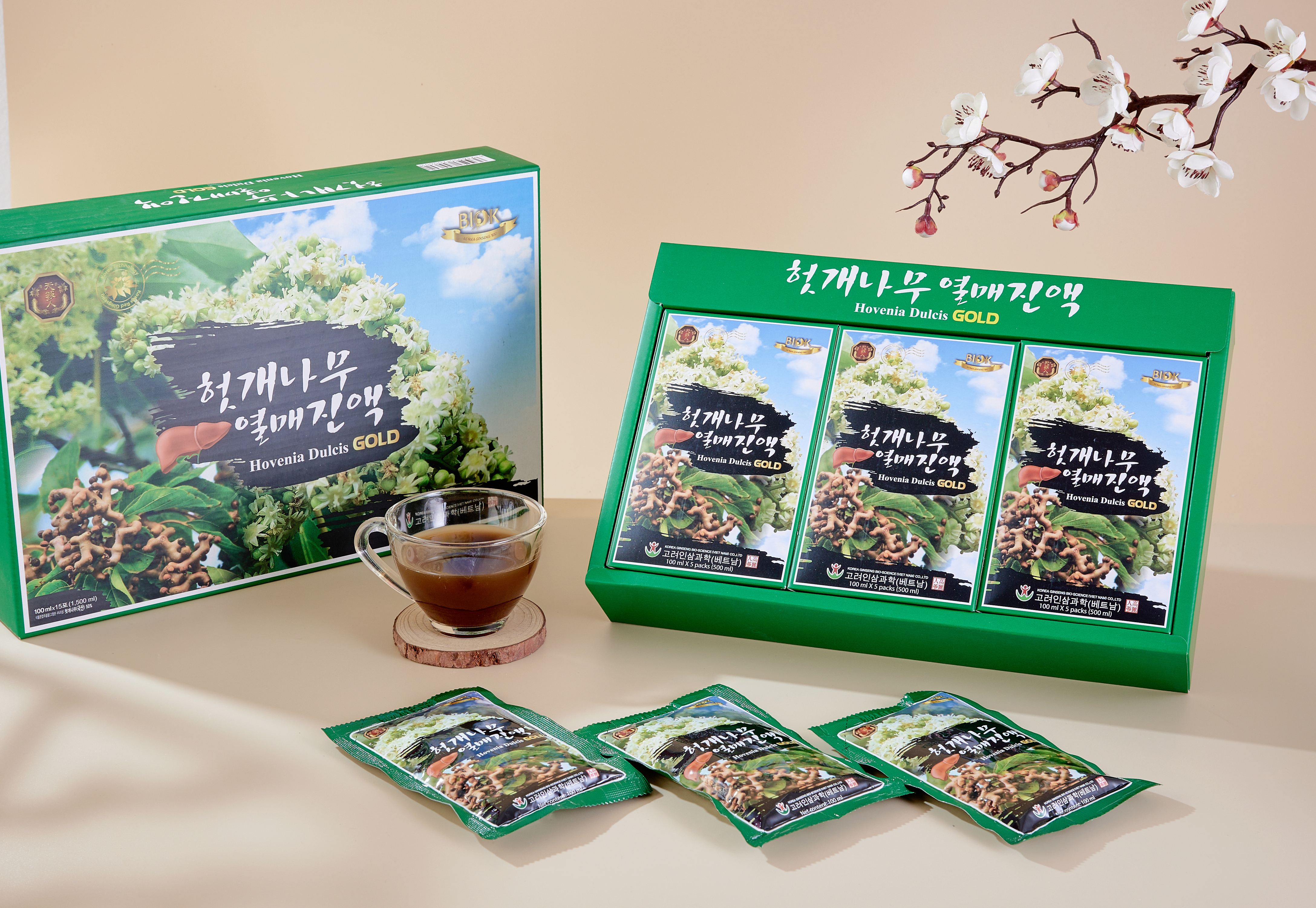 Nước Hovenia Dulcis Gold - Mát gan - Hộp 15 gói *100ml