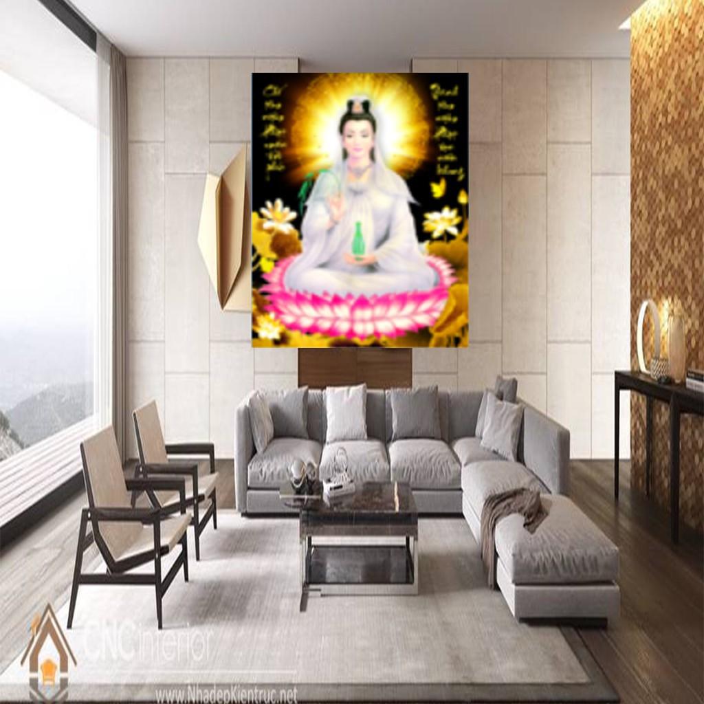 Tranh đá Quan Thế Âm Bồ Tát LG1010 - kích thước: 50 * 65cm.
