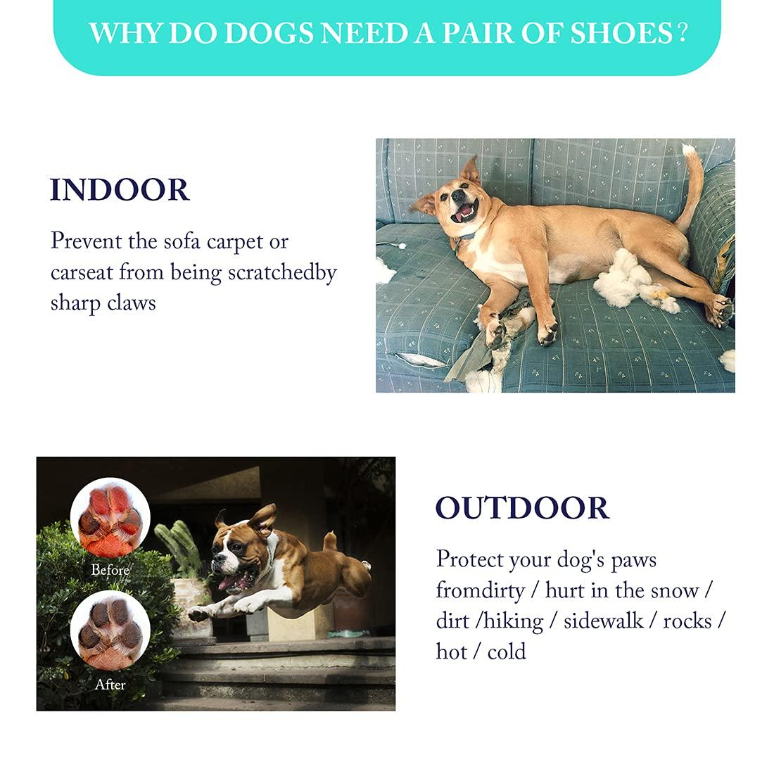 4 PCS Boots Dog, giày không thấm nước cho chó có dây đai phản chiếu không linh hoạt bằng vải máy bay chiến đấu mạnh mẽ cho chó