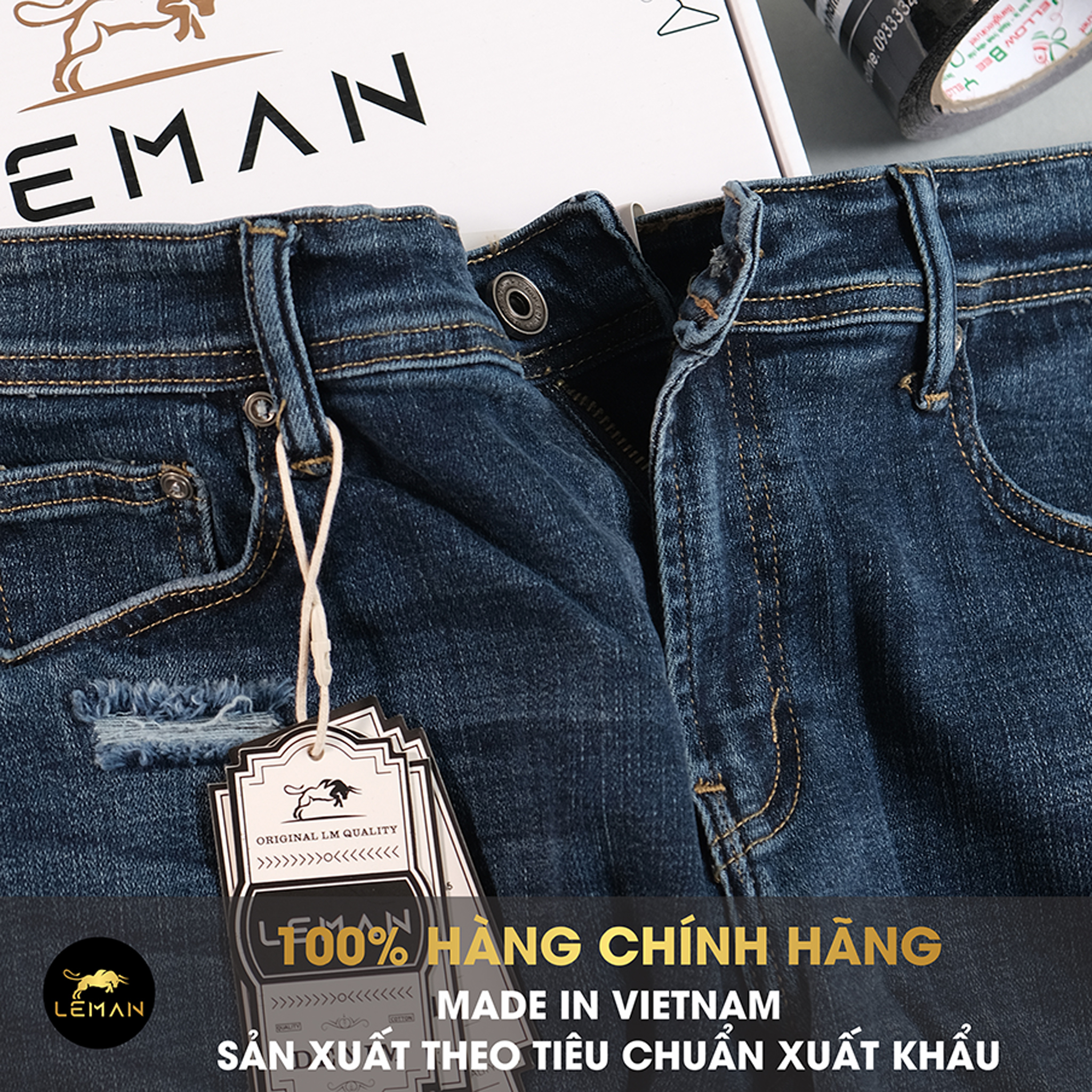 Quần Short Jean nam Leman xanh rách JL06 - Skinny Form